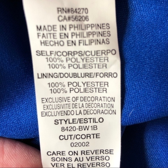 NWT DAVID’S BRIDAL Blue Beaded Flower One-Shoulder High-Low Dress Size XXL (18) - Picture 9 of 11